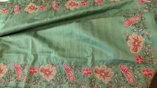 Green soft silk pure embroidered silk handwoven  blouse border for indian wedding usa