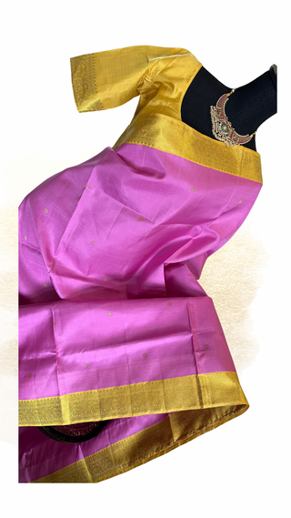 Pure Pastel Lavender Kanchi pattu saree zari Indian wedding saree pure silk saree with stitched blouse usa online shopping