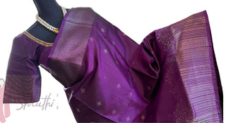 Pure Soft Silk Saree USA  Purple silk saree with embroidered  Stitched Blouse Indian Saree Online USA Ready to Ship Saree Online USA Easy Drape