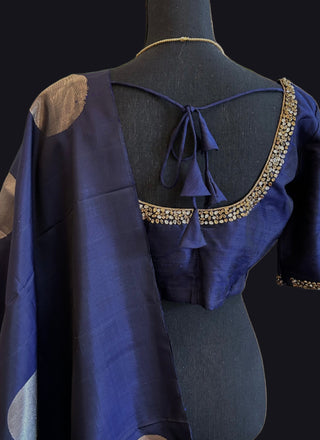 Blue soft saree online USA Dark blue soft silk saree online usa silver gold zari modern pure silk saree online usa
