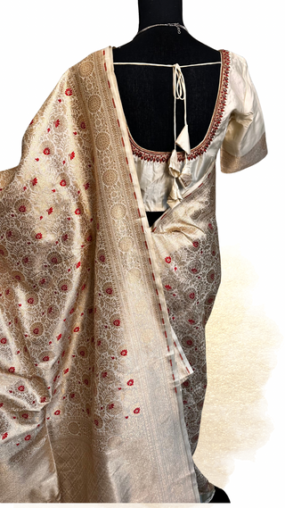 Benerasi Handloom silk saree Katan silk saree online shopping with prestitched blouse