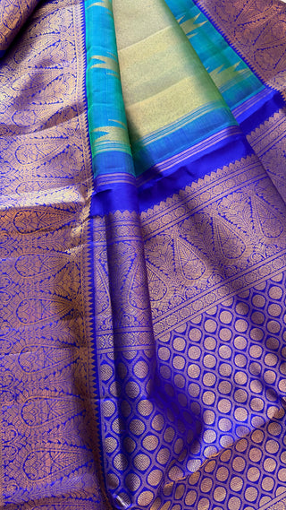 Green bright tissue Kalyanam Indian wedding saree Gold tissue kanjivaram silk saree stitched blouse online shopping usa