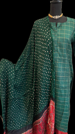Tussar salwar set with gajji silk Bandhani dupatta online shopping usa