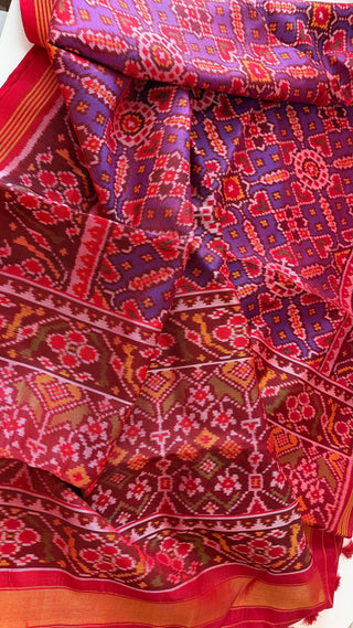 Original PATAN PATOLA Twill Handloom pure silk Patan patola silk saree can be sides   pallu double threaded saree with stitched  blouse