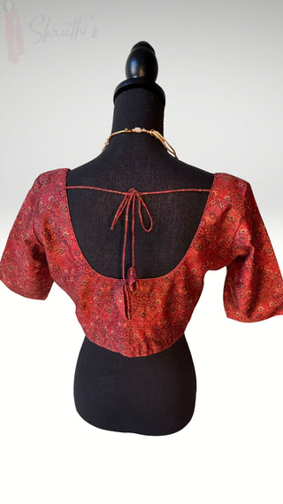Red pure printed silk blouse brocade stitched blouse online usa silk blouses ready to wear online shopping blouse online