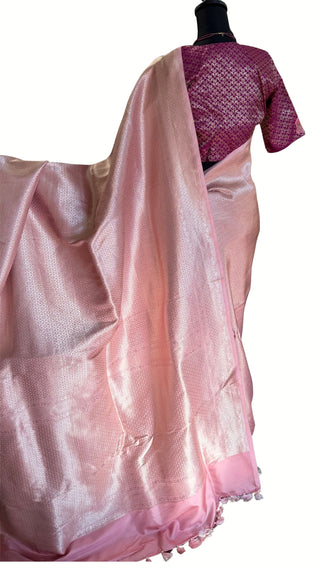 Benerasi Handloom Fine weave Easy drape silver zari beneras silk silk saree Katan silk saree pallu Partywear Diwali online shopping with prestitched blouse