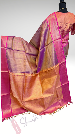 Bridal Vairaoosi Tissue kanjivaram silk saree with stitched Indian wedding muhurtam silk bridal blouse online shopping usa Diwali