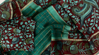 Pen kalamkari pure kanchi saree kalamkari silk saree kalamkari kanchi pattu is the online USA 