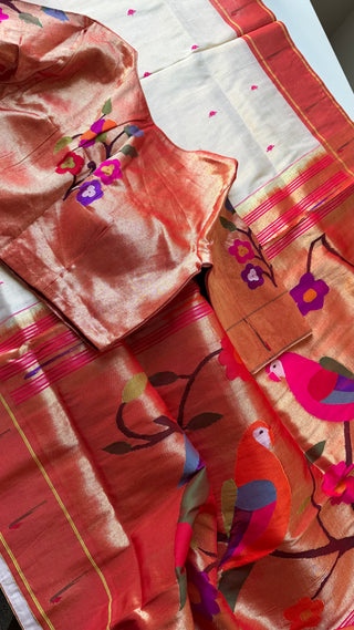 Tissue Paithani silk saree online usa paithani sarees usa comes with stitched blouse