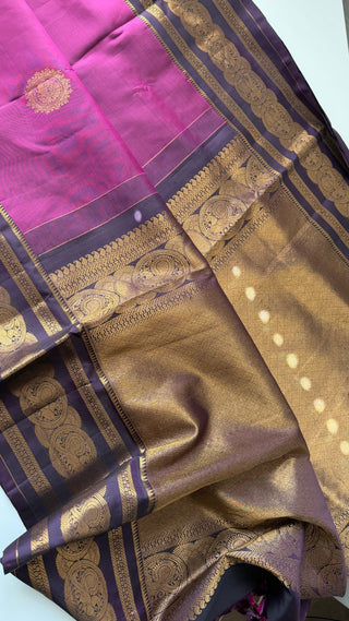 Pure Handloom Magenta  kanchi vintage traditional kanchi pattu saree fine weave kanchi pattu bridal paired with hand embroidered blouses made to fit