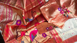 Tissue Paithani silk saree online usa paithani sarees usa comes with stitched blouse