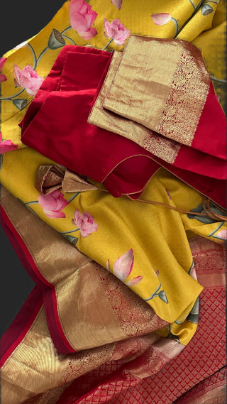 Pichwai printed soft silk saree online usa