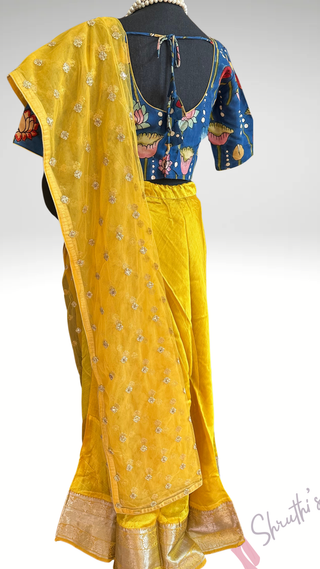 Pure Mangalagiri Cotton Lehenga with pen kalamkari Dupatta Ready to ship Lehenga pavadai dhavani USA indian wedding bridesmaids