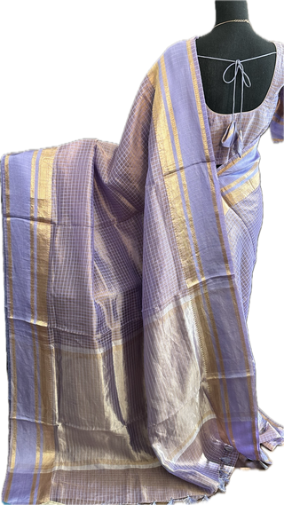 Pure Double Tissue beneras lavender soft organza silk saree with blouse online shopping usa
