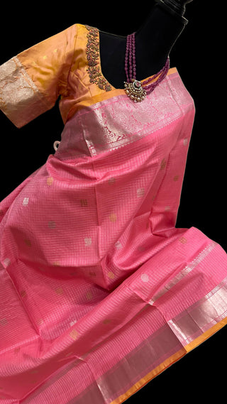 Pink gadwal silk saree online usa pure gadwal silk saree usa silver zari saree pink gadwal usa