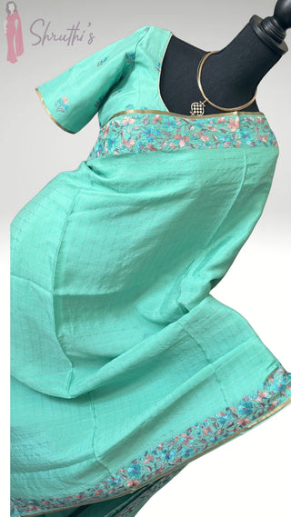 Pure  pastel zari checks crepe highGsm silk Saree beautiful embroidered saree Indian Wedding & Bridal Silk Saree ready to ship for bridal silk