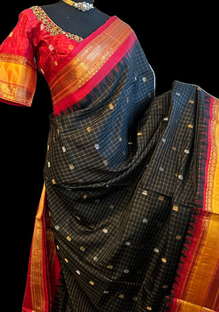 black gadwal silk saree online usa