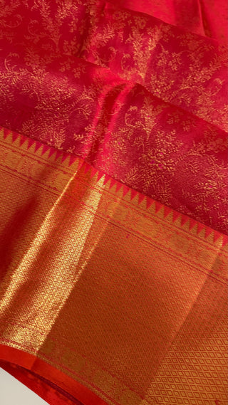 Fine weave Kanjivaram silk saree with antique zari and rich brocade body