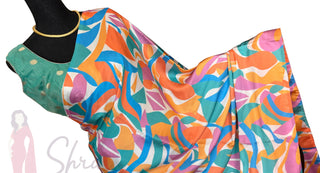 Geometrical patterns sleeveless pastel Satin saree with zari Kota sleeveless stitched  blouse