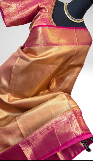 Kalyana pattu wedding gold Handloom Kanjivaram Gold Brocade Pure silk pattumuhurtam saree pure zari Kanjivaram silk saree with prestitched blouse embroidered blouse