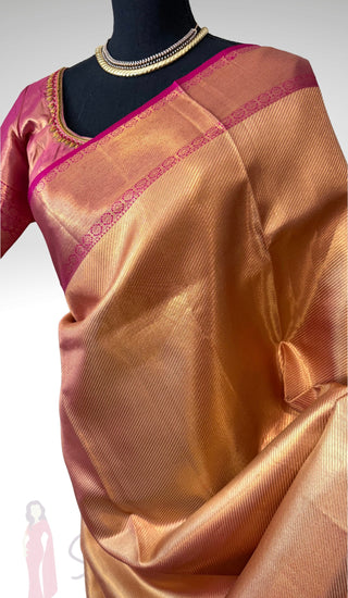 Kalyana pattu wedding gold Handloom Kanjivaram Gold Brocade Pure silk pattumuhurtam saree pure zari Kanjivaram silk saree with prestitched blouse embroidered blouse