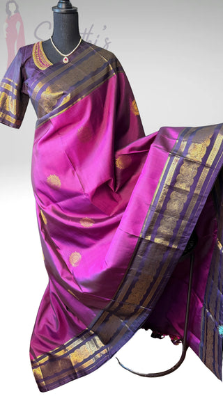 Pure Handloom Magenta  kanchi vintage traditional kanchi pattu saree fine weave kanchi pattu bridal paired with hand embroidered blouses made to fit