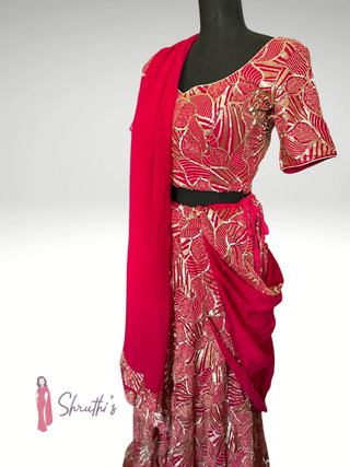 Designer partywear lehenga in imported crepe silk