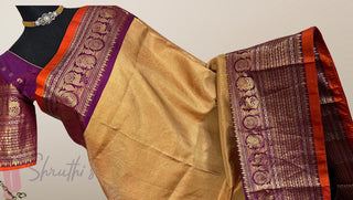 Gold silk saree with stitched blouse ready to ship online usa indian wedding bridal silk telugu wedding