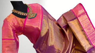 Handloom gold tissue Kanchi pattu saree with brocade and grand pallu