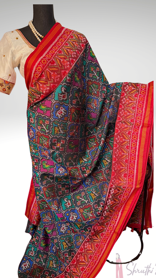 Handwoven Red Patan Patola Saree – Double Ikat Finish