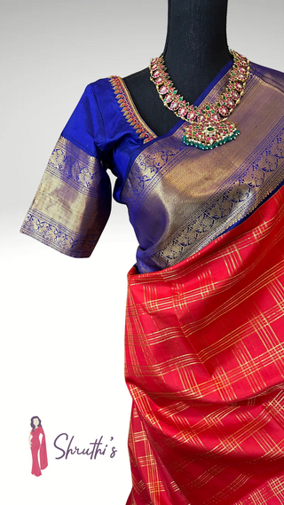 Shop Authentic Kanchipuram Silk Saree Online – Red Kattam Design for USA Brides