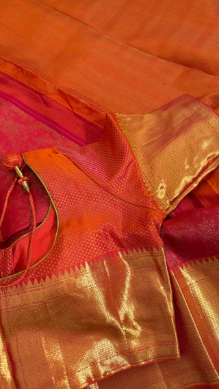 Pure handwoven Kanchi pattu saree with flower butta motifs