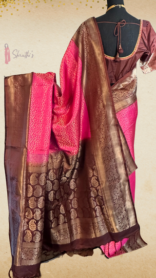 Exquisite handwoven pure soft silk saree featuring Pichwai temple motifs and smooth, lustrous texture.
