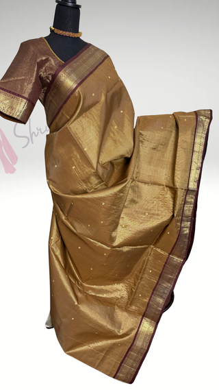 Bridal Vairaoosi Tissue Gold brown kanjivaram silk saree with stitched Indian wedding muhurtam silk bridal blouse online shopping usa Diwali