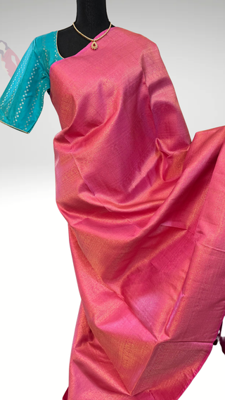 Borderless Handloom silk Pure Purple gold kanchi pattu saree with embroidered blouse
