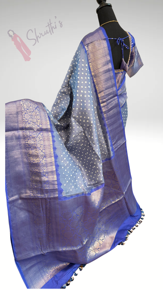 Pure Chinya silk Bandhej Silk Saree pure saree silk finish with stitched blouse Partywear pooja wear ready to ship Saree USA