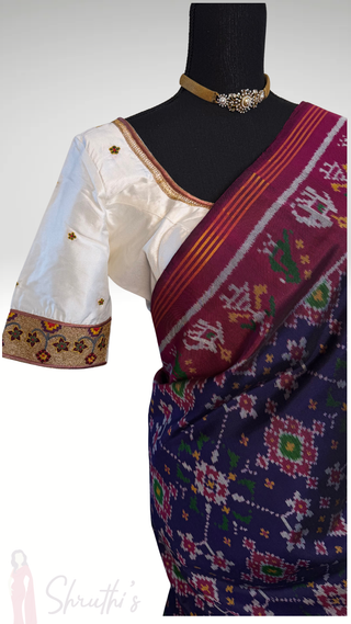 Pure Patola Silk Saree pure silk saree silk double ply embroidered  stitched blouse Partywear pooja wear ready to ship Saree USA altered to fit you