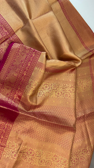 Kalyana pattu wedding gold Handloom Kanjivaram Gold Brocade Pure silk pattumuhurtam saree pure zari Kanjivaram silk saree with prestitched blouse embroidered blouse