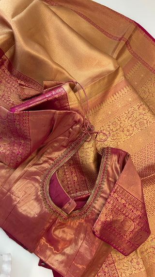 Kalyana pattu wedding gold Handloom Kanjivaram Gold Brocade Pure silk pattumuhurtam saree pure zari Kanjivaram silk saree with prestitched blouse embroidered blouse