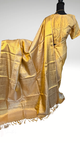 Bridal Gold tissue kanjivaram silk saree stitched blouse online shopping usa Brocade handloom silk saree