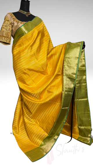 Pure twill kanjivaram silk saree online with two stitched blouse hand embroidered blouse  one of a kind elegant easy drape twill silk saree online shopping