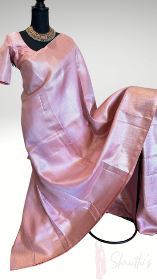 Brocade weave silver zari semi silk one of a kind light weight easy drape saree