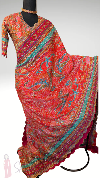 Pure Pink crepe stone work Silk Saree beautiful Indian Wedding & Bridal Silk Saree ready to ship for bride full saree border backing