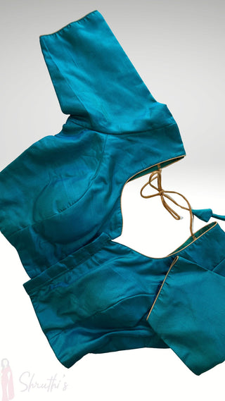 Peacock Blue plain silk blouse stitched blouse online usa silk blouses ready to wear online shopping blouse online