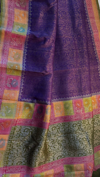 Pure Benerasi Khaddi Georgette saree unique handwoven lightweight pure silk saree with stitched blouse ready to ship USA online partywear unique