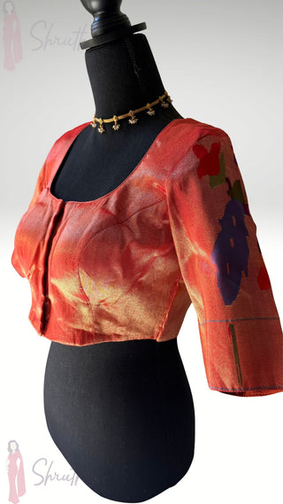 Paithani blouse Red gold pure zari Paithani peacock blouse online usa silk blouses ready to wear online shopping blouse online