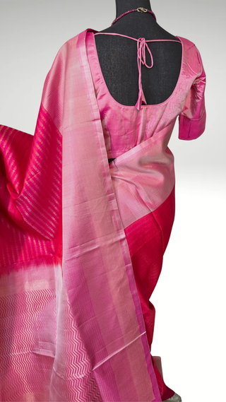 Pure soft silk pink silk saree online usa Pastel soft silk saree usa with pure zari paithani sleeves blouse