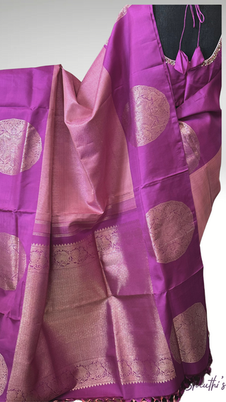 Deep Magenta  Tissue checks  Traditional Pure Silk Kanjivaram Pattu – Old World Charm with Stitched Embroidered Blouse | Ready to Wear Pure Silk Saree for Women – Indian Bridal Online USA
