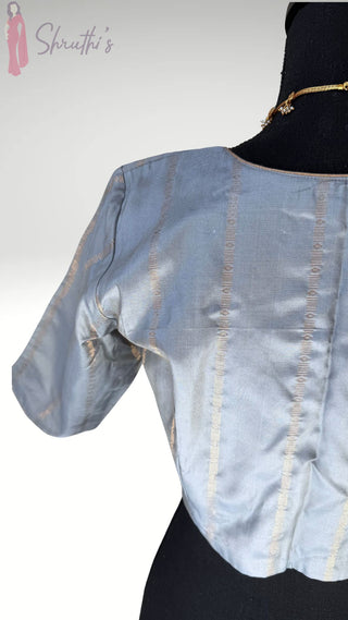 Pure Grey silk blouse gold zari  stitched blouse online usa silk blouses ready to wear online shopping blouse online