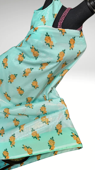 One of the finest sequin Pastel green saree usa pure georgette sequin saree Partywear saree cocktail Sarees sleeveless blouse